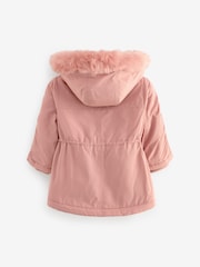 Pink Shower Resistant Frill Pocket Parka Coat (3mths-7yrs) - Image 9 of 13