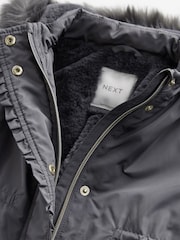 Charcoal Grey Shower Resistant Frill Pocket Parka Coat (3mths-7yrs) - Image 11 of 11