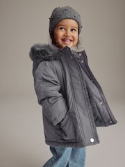Charcoal Grey Shower Resistant Frill Pocket Parka Coat (3mths-7yrs) - Image 5 of 11