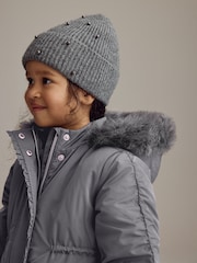 Charcoal Grey Shower Resistant Frill Pocket Parka Coat (3mths-7yrs) - Image 6 of 11