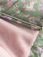 Khaki Unicorn Shower Resistant Faux Fur Lined Hooded Padded Coat (3mths-7yrs) - Image 10 of 12