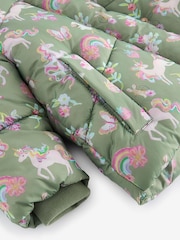 Khaki Unicorn Shower Resistant Faux Fur Lined Hooded Padded Coat (3mths-7yrs) - Image 11 of 12