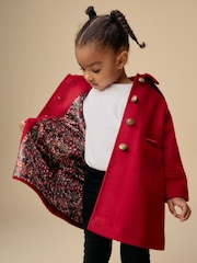 Red Single Breasted Hooded Coat with Wool (3mths-10yrs) - Image 2 of 8