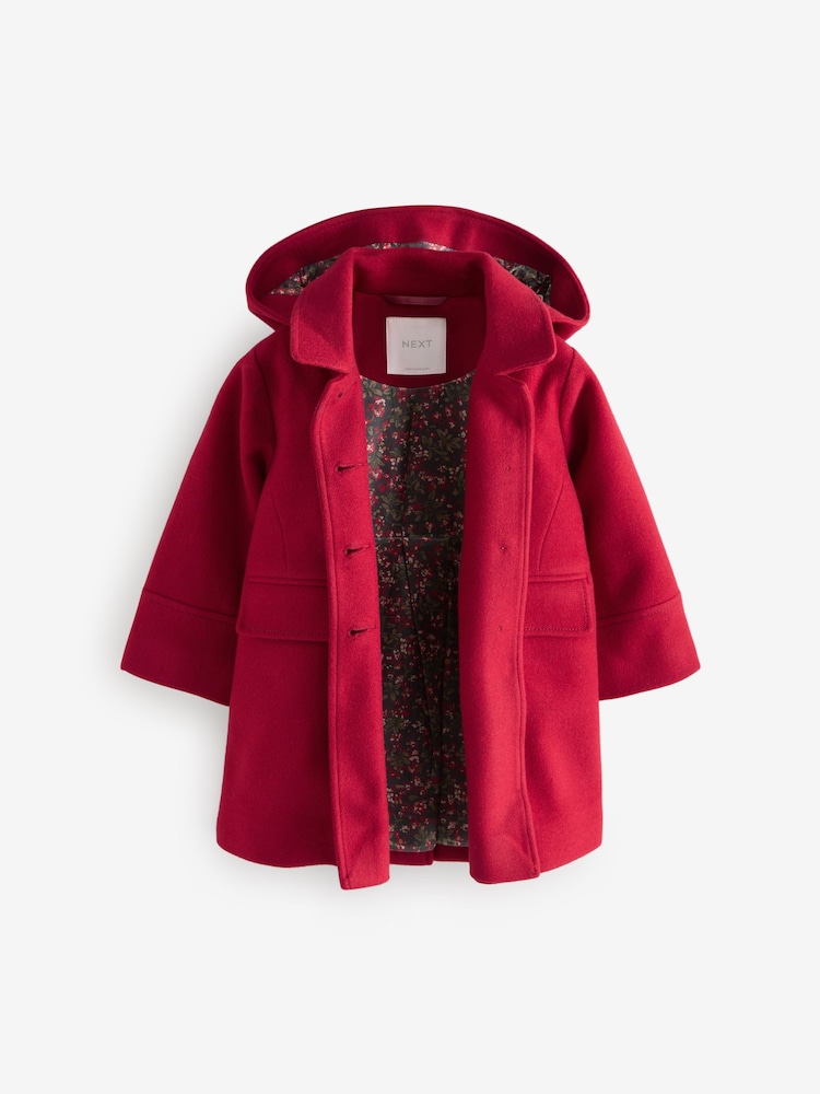 Buy Red Single Breasted Hooded Coat with Wool (3mths-10yrs) from