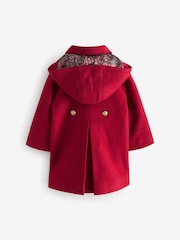 Red Single Breasted Hooded Coat with Wool (3mths-10yrs) - Image 6 of 8