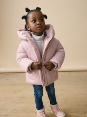Pink Shower Resistant Faux Fur Lined Hooded Padded Coat (3mths-7yrs) - Image 1 of 10