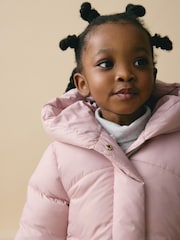 Pink Shower Resistant Faux Fur Lined Hooded Padded Coat (3mths-7yrs) - Image 4 of 10