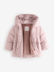 Pink Shower Resistant Faux Fur Lined Hooded Padded Coat (3mths-7yrs) - Image 7 of 10