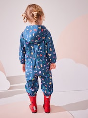 Navy Waterproof Fleece Zip Lined Hooded Puddlesuit (3mths-7yrs) - Image 4 of 8