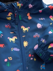 Navy Waterproof Fleece Zip Lined Hooded Puddlesuit (3mths-7yrs) - Image 7 of 8