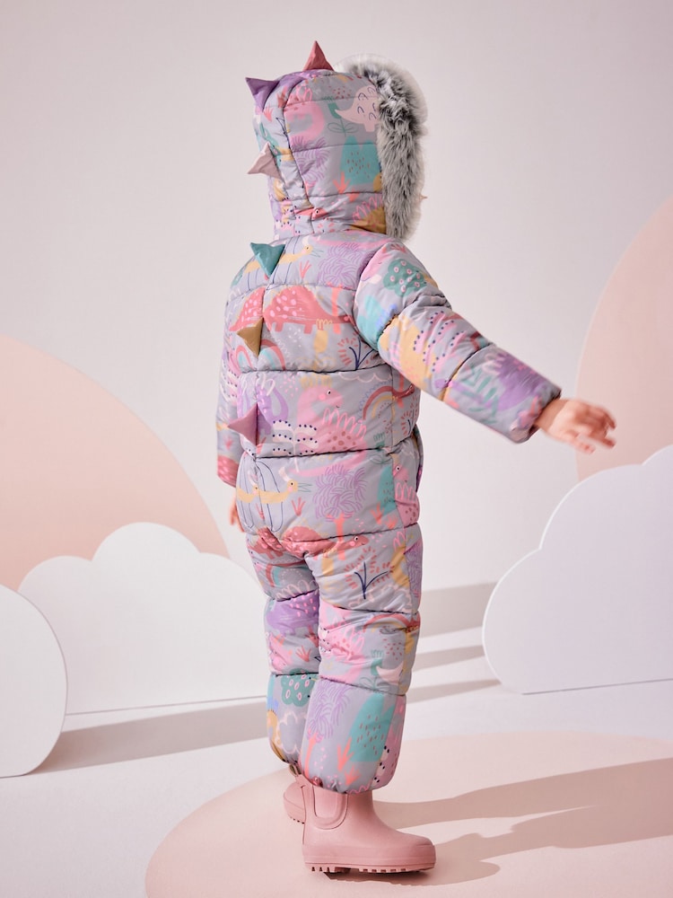 Buy Multi Dinosaur Shower Resistant Printed Snowsuit (3mths-7yrs
