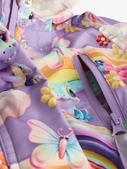 Purple Unicorn Waterproof Faux Fur Trim Printed Snowsuit (3mths-7yrs) - Image 10 of 11
