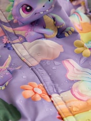 Purple Unicorn Waterproof Faux Fur Trim Printed Snowsuit (3mths-7yrs) - Image 11 of 11
