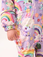 Purple Unicorn Waterproof Faux Fur Trim Printed Snowsuit (3mths-7yrs) - Image 5 of 11