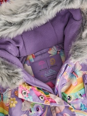 Purple Unicorn Waterproof Faux Fur Trim Printed Snowsuit (3mths-7yrs) - Image 8 of 11