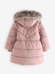Toffee Pink Shower Resistant Faux Fur Trim Padded Coat (3-16yrs) - Image 10 of 11