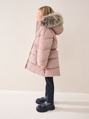 Toffee Pink Shower Resistant Faux Fur Trim Padded Coat (3-16yrs) - Image 5 of 7