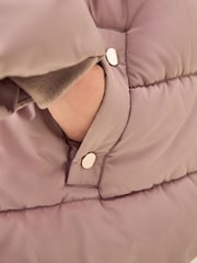 Toffee Pink Shower Resistant Faux Fur Trim Padded Coat (3-16yrs) - Image 6 of 7