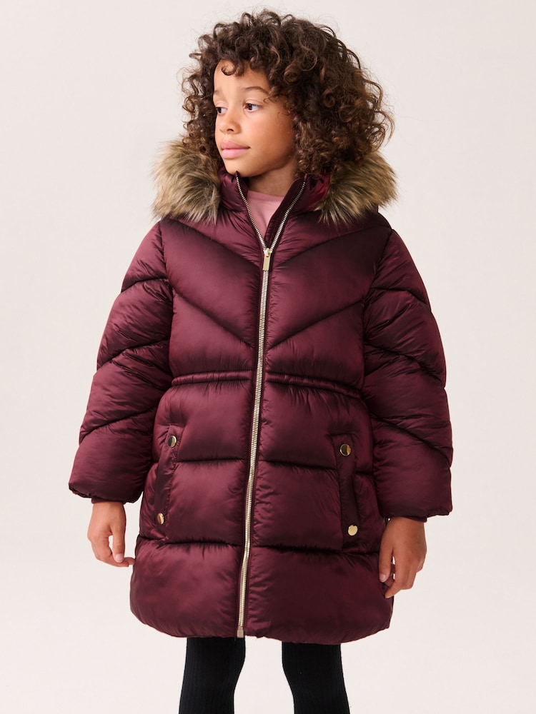 Berry Shower Resistant Faux Fur Trim Padded Coat (3-16yrs) - Image 2 of 10