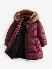 Berry Shower Resistant Faux Fur Trim Padded Coat (3-16yrs) - Image 5 of 10
