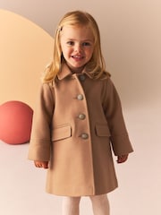 Camel Single Breasted Hooded Coat with Wool (3mths-10yrs) - Image 2 of 11