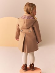 Camel Single Breasted Hooded Coat with Wool (3mths-10yrs) - Image 4 of 11