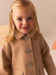 Camel Single Breasted Hooded Coat with Wool (3mths-10yrs) - Image 5 of 11