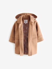 Camel Single Breasted Hooded Coat with Wool (3mths-10yrs) - Image 8 of 11