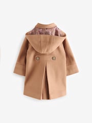 Camel Single Breasted Hooded Coat with Wool (3mths-10yrs) - Image 9 of 11
