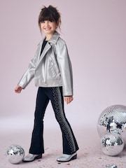 فضي - PU Biker Jacket (3-16yrs) - Image 3 of 10