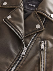 Black/Brown PU Biker Jacket (3-16yrs) - Image 7 of 7