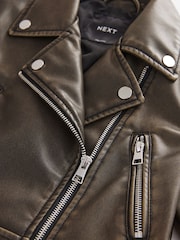 Black/Brown PU Biker Jacket (3-16yrs) - Image 2 of 7