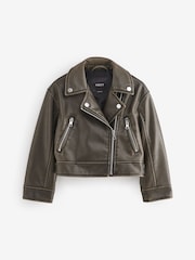 Black/Brown PU Biker Jacket (3-16yrs) - Image 3 of 7