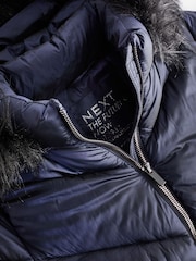 Navy Shower Resistant Faux Fur Trim Padded Coat (3-16yrs) - Image 5 of 5