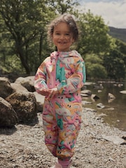Pink Zip Lined Hooded Waterproof Printed Puddlesuit (3mths-7yrs) - Image 1 of 6