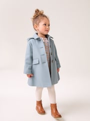 Mint Green Single Breasted Hooded Coat with Wool (3mths-10yrs) - Image 1 of 10