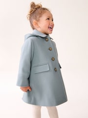 Mint Green Single Breasted Hooded Coat with Wool (3mths-10yrs) - Image 4 of 10