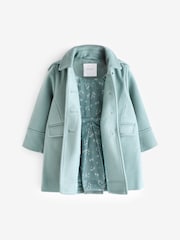 Mint Green Single Breasted Hooded Coat with Wool (3mths-10yrs) - Image 6 of 10