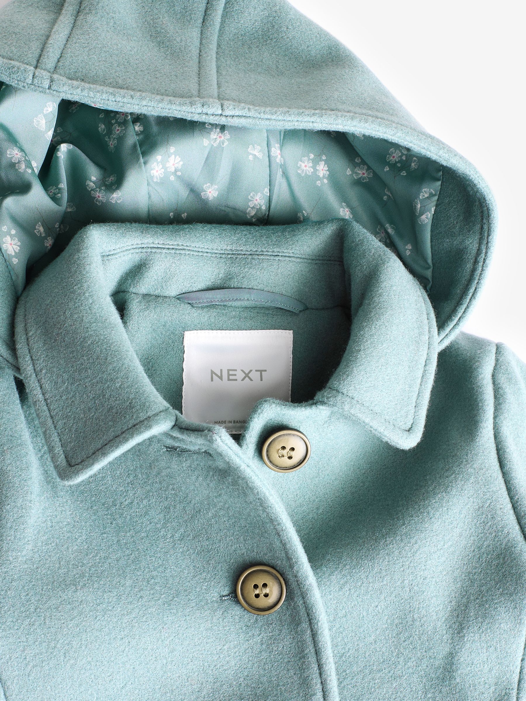 Buy Mint Green Single Breasted Hooded Coat with Wool (3mths-10yrs) from  Next Luxembourg
