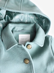 Mint Green Single Breasted Hooded Coat with Wool (3mths-10yrs) - Image 8 of 10
