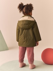 Khaki Green Embroidered Collar Shower Resistant Wadded Coat (3mths-7yrs) - Image 3 of 10