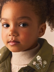 Khaki Green Embroidered Collar Shower Resistant Wadded Coat (3mths-7yrs) - Image 4 of 10
