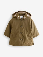 Khaki Green Embroidered Collar Shower Resistant Wadded Coat (3mths-7yrs) - Image 6 of 10