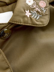 Khaki Green Embroidered Collar Shower Resistant Wadded Coat (3mths-7yrs) - Image 9 of 10