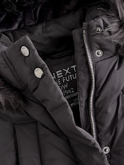 Charcoal Grey Shower Resistant Faux Fur Trim Padded Coat (3-16yrs) - Image 11 of 13