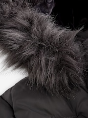 Charcoal Grey Shower Resistant Faux Fur Trim Padded Coat (3-16yrs) - Image 12 of 13