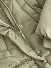Green Shower Resistant Faux Fur Trim Padded Coat (3-16yrs) - Image 8 of 9