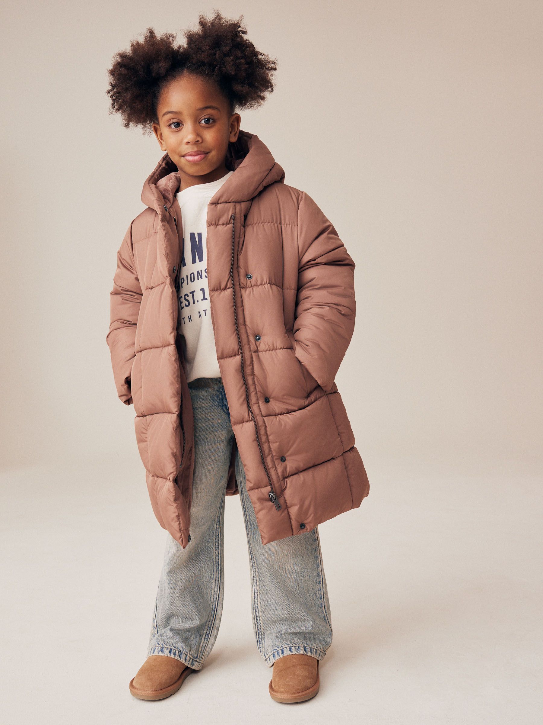 Pink quilted coat store