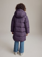 Purple Regular Length Shower Resistant Fur Lined Hooded Padded Coat (3-16yrs) - Image 4 of 11