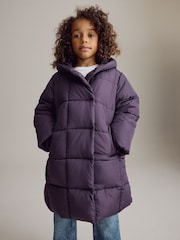 Purple Regular Length Shower Resistant Fur Lined Hooded Padded Coat (3-16yrs) - Image 5 of 11